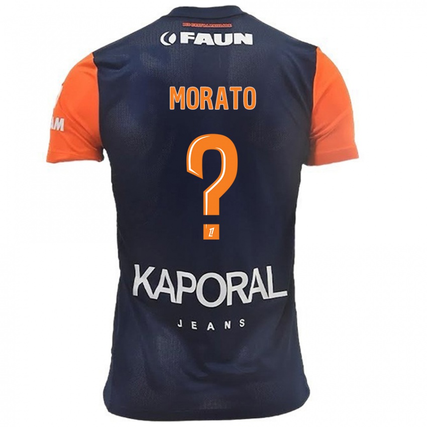 Hombre Camiseta Pablo Morato #0 Azul Marino Naranja 1ª Equipación 2024/25 La Camisa Chile