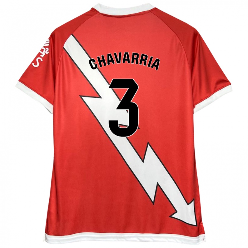 Hombre Camiseta Pep Chavarría #3 Blanco Rojo 1ª Equipación 2024/25 La Camisa Chile