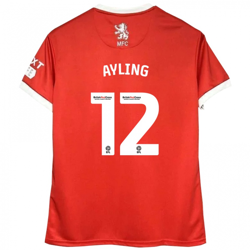 Hombre Camiseta Luke Ayling #12 Rojo Blanco 1ª Equipación 2024/25 La Camisa Chile