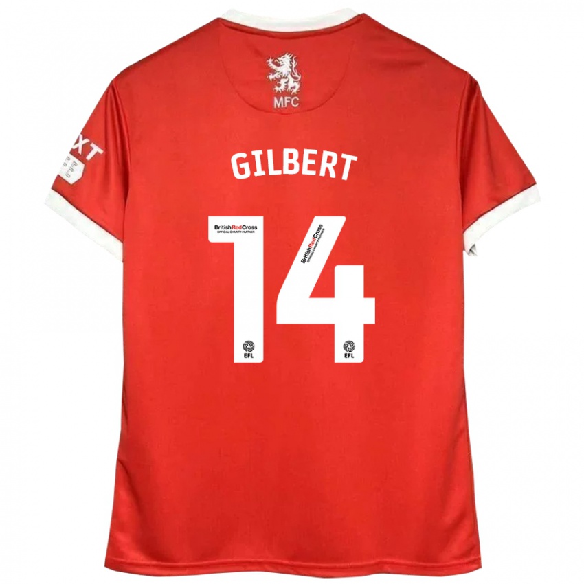 Hombre Camiseta Alex Gilbert #14 Rojo Blanco 1ª Equipación 2024/25 La Camisa Chile