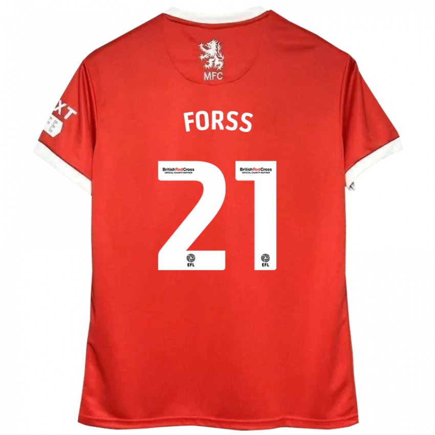 Hombre Camiseta Marcus Forss #21 Rojo Blanco 1ª Equipación 2024/25 La Camisa Chile