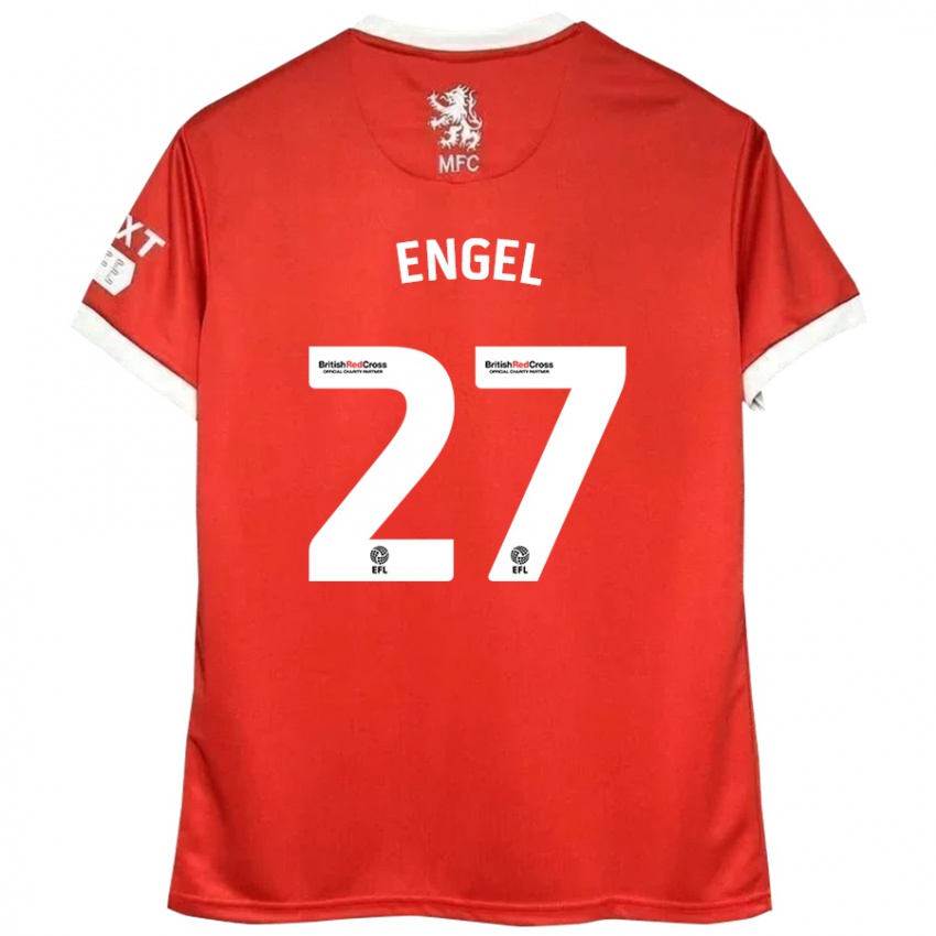 Hombre Camiseta Lukas Engel #27 Rojo Blanco 1ª Equipación 2024/25 La Camisa Chile