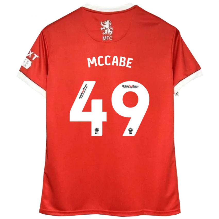 Hombre Camiseta Law Mccabe #49 Rojo Blanco 1ª Equipación 2024/25 La Camisa Chile