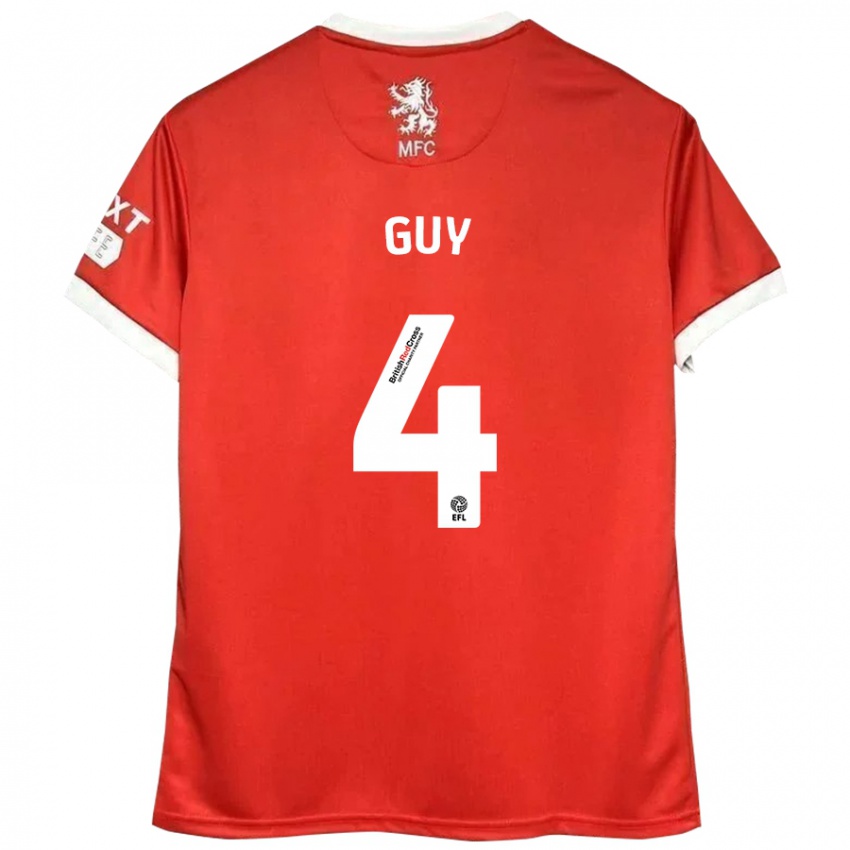 Hombre Camiseta Bethany Guy #4 Rojo Blanco 1ª Equipación 2024/25 La Camisa Chile