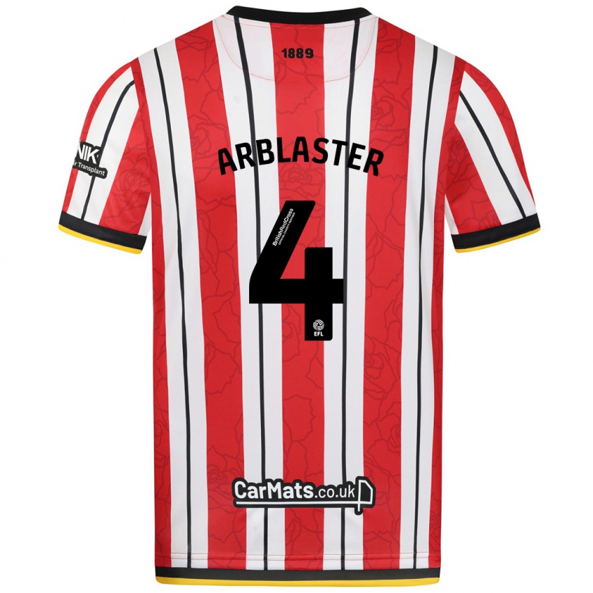 Hombre Camiseta Oliver Arblaster #4 Rojo Blanco Rayas 1ª Equipación 2024/25 La Camisa Chile