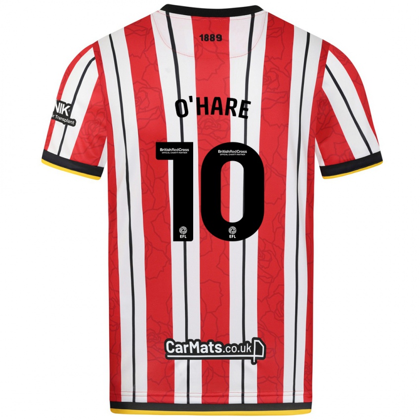 Hombre Camiseta Callum O'hare #10 Rojo Blanco Rayas 1ª Equipación 2024/25 La Camisa Chile