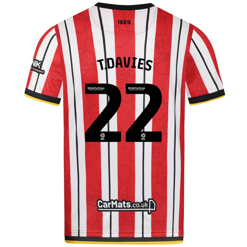 Hombre Camiseta Tom Davies #22 Rojo Blanco Rayas 1ª Equipación 2024/25 La Camisa Chile