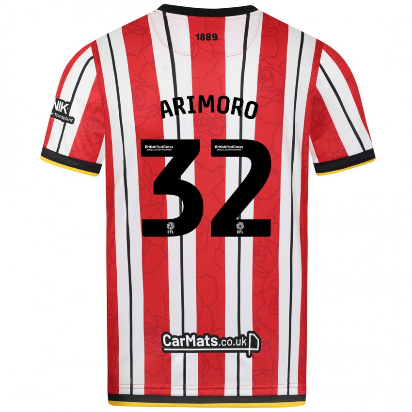 Hombre Camiseta Juliet Khinde Adebowale-Arimoro #32 Rojo Blanco Rayas 1ª Equipación 2024/25 La Camisa Chile