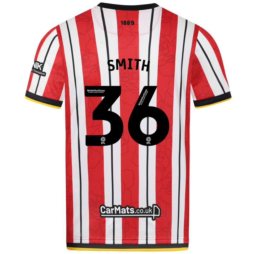 Hombre Camiseta Joshua Smith #36 Rojo Blanco Rayas 1ª Equipación 2024/25 La Camisa Chile