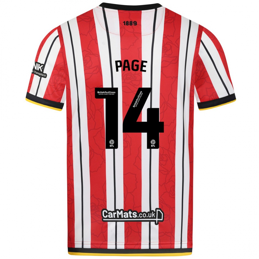 Hombre Camiseta Olivia Jane Page #14 Rojo Blanco Rayas 1ª Equipación 2024/25 La Camisa Chile