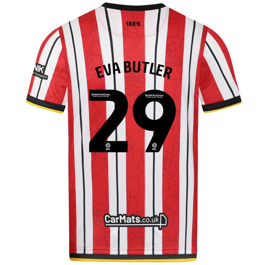 Hombre Camiseta Eva Butler #29 Rojo Blanco Rayas 1ª Equipación 2024/25 La Camisa Chile