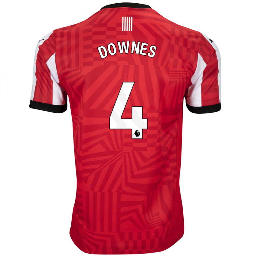 Hombre Camiseta Flynn Downes #4 Rojo Blanco 1ª Equipación 2024/25 La Camisa Chile