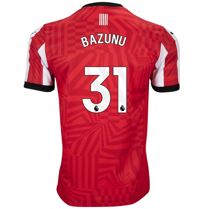 Hombre Camiseta Gavin Bazunu #31 Rojo Blanco 1ª Equipación 2024/25 La Camisa Chile