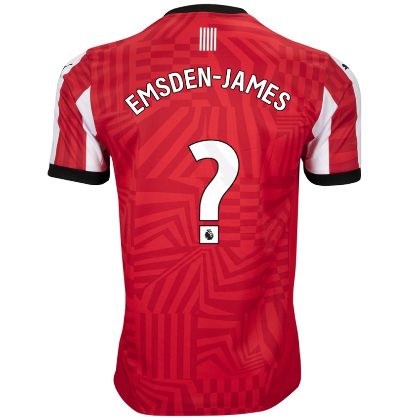 Hombre Camiseta Harley Emsden-James #0 Rojo Blanco 1ª Equipación 2024/25 La Camisa Chile