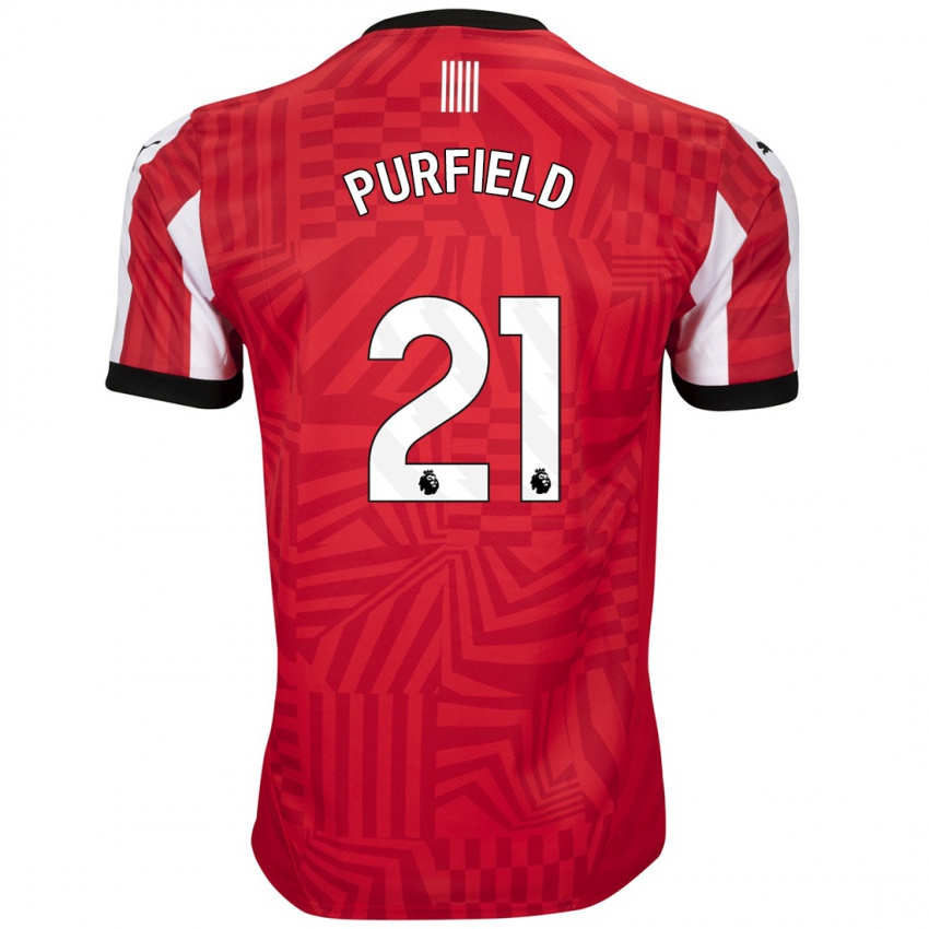 Hombre Camiseta Jemma Purfield #21 Rojo Blanco 1ª Equipación 2024/25 La Camisa Chile