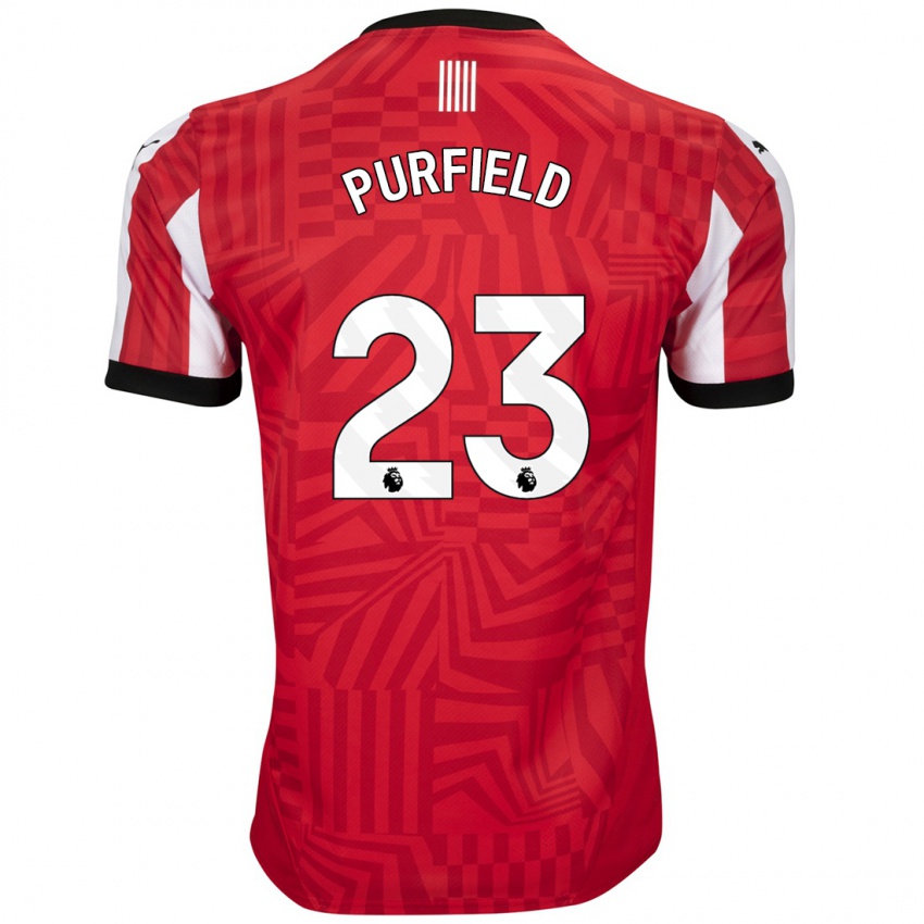 Hombre Camiseta Jemma Elizabeth Purfield #23 Rojo Blanco 1ª Equipación 2024/25 La Camisa Chile