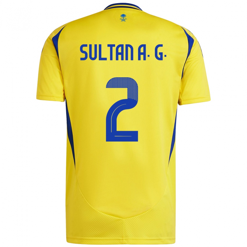 Hombre Camiseta Sultan Al-Ghannam #2 Amarillo Azul 1ª Equipación 2024/25 La Camisa Chile