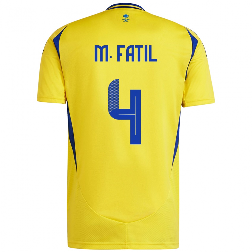 Hombre Camiseta Mohammed Al-Fatil #4 Amarillo Azul 1ª Equipación 2024/25 La Camisa Chile