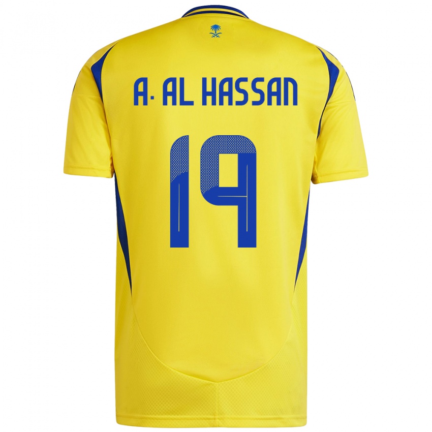 Hombre Camiseta Ali Al-Hassan #19 Amarillo Azul 1ª Equipación 2024/25 La Camisa Chile