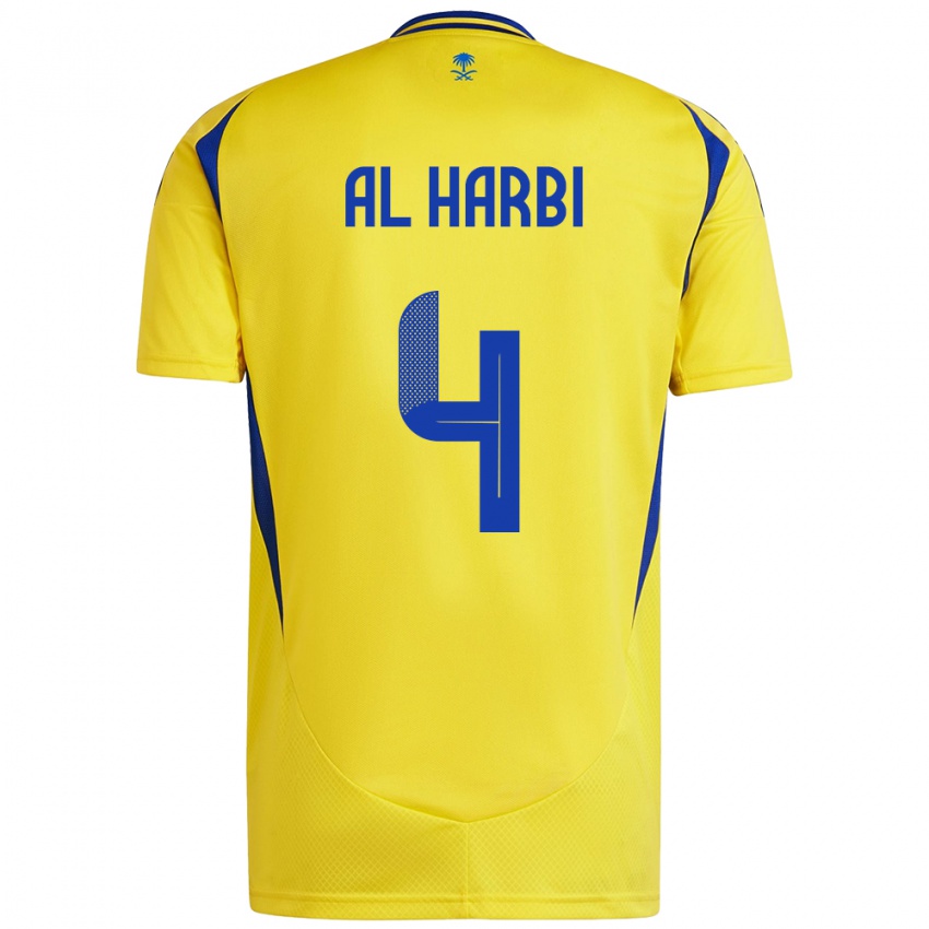 Hombre Camiseta Fay Al-Harbi #4 Amarillo Azul 1ª Equipación 2024/25 La Camisa Chile