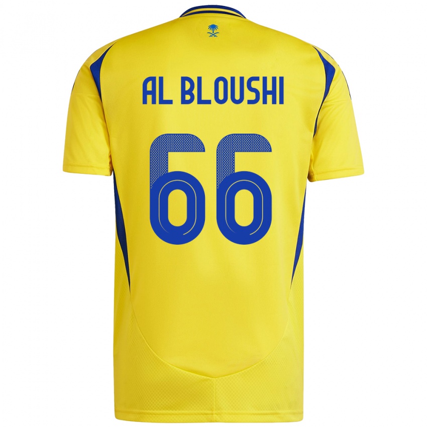 Hombre Camiseta Reem Al-Bloushi #66 Amarillo Azul 1ª Equipación 2024/25 La Camisa Chile