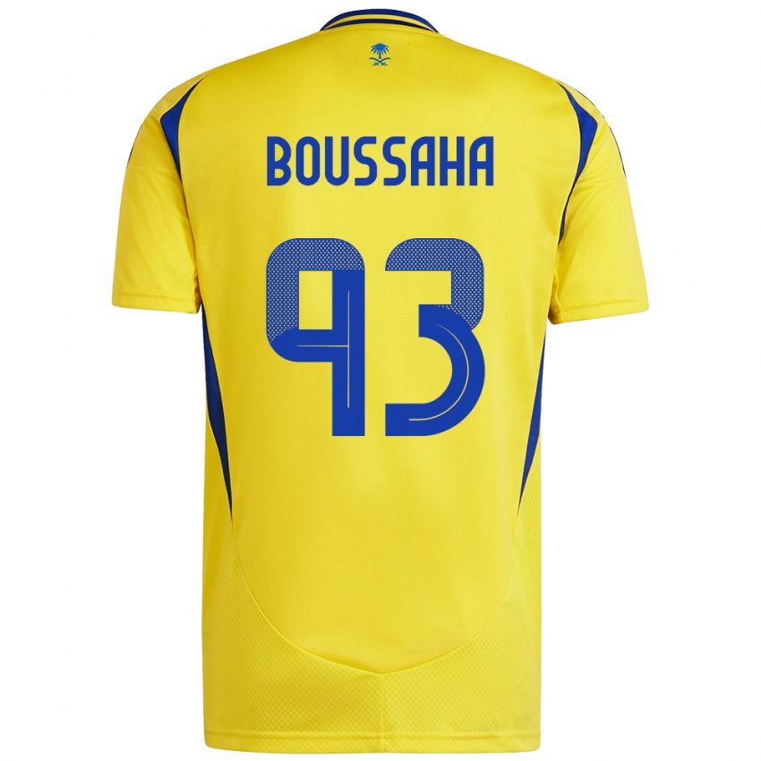 Hombre Camiseta Lina Boussaha #93 Amarillo Azul 1ª Equipación 2024/25 La Camisa Chile