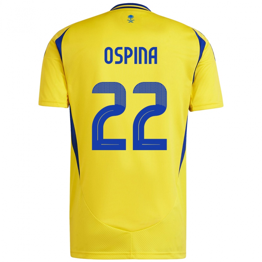 Hombre Camiseta David Ospina #22 Amarillo Azul 1ª Equipación 2024/25 La Camisa Chile