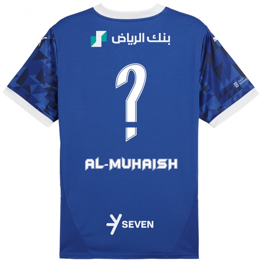 Hombre Camiseta Mohammed Al-Muhaish #0 Azul Oscuro Blanco 1ª Equipación 2024/25 La Camisa Chile