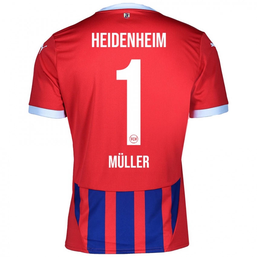 Hombre Camiseta Kevin Müller #1 Rojo Azul 1ª Equipación 2024/25 La Camisa Chile