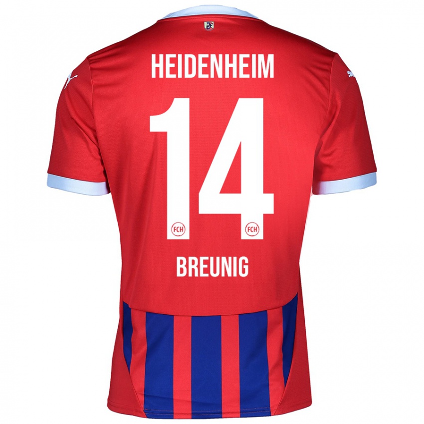 Hombre Camiseta Maximilian Breunig #14 Rojo Azul 1ª Equipación 2024/25 La Camisa Chile