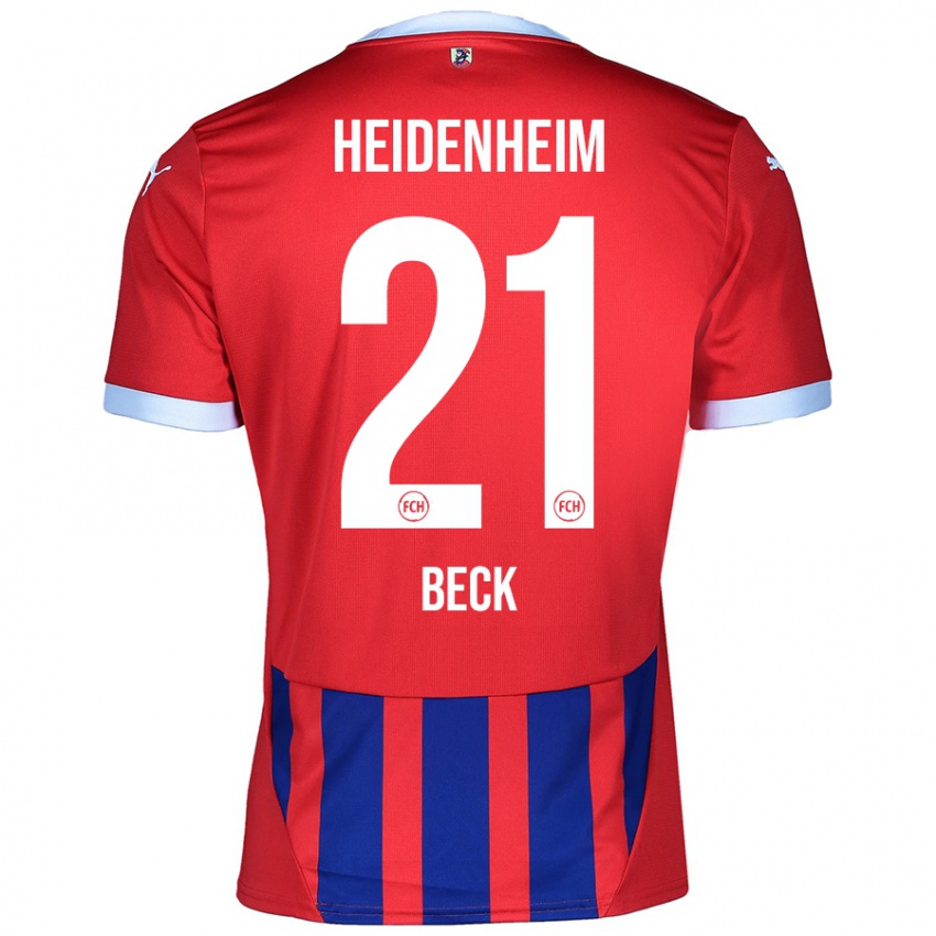 Hombre Camiseta Adrian Beck #21 Rojo Azul 1ª Equipación 2024/25 La Camisa Chile