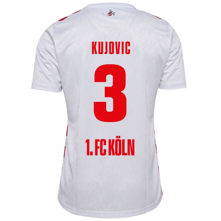 Hombre Camiseta Emin Kujovic #3 Blanco Rojo 1ª Equipación 2024/25 La Camisa Chile