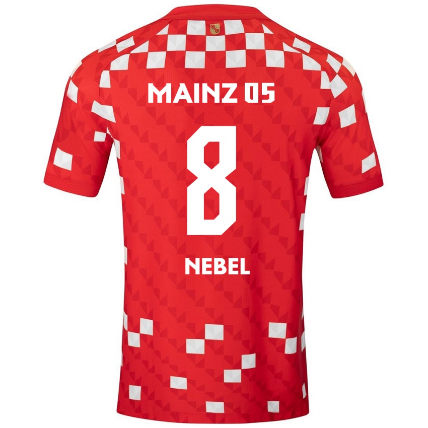 Hombre Camiseta Paul Nebel #8 Blanco Rojo 1ª Equipación 2024/25 La Camisa Chile