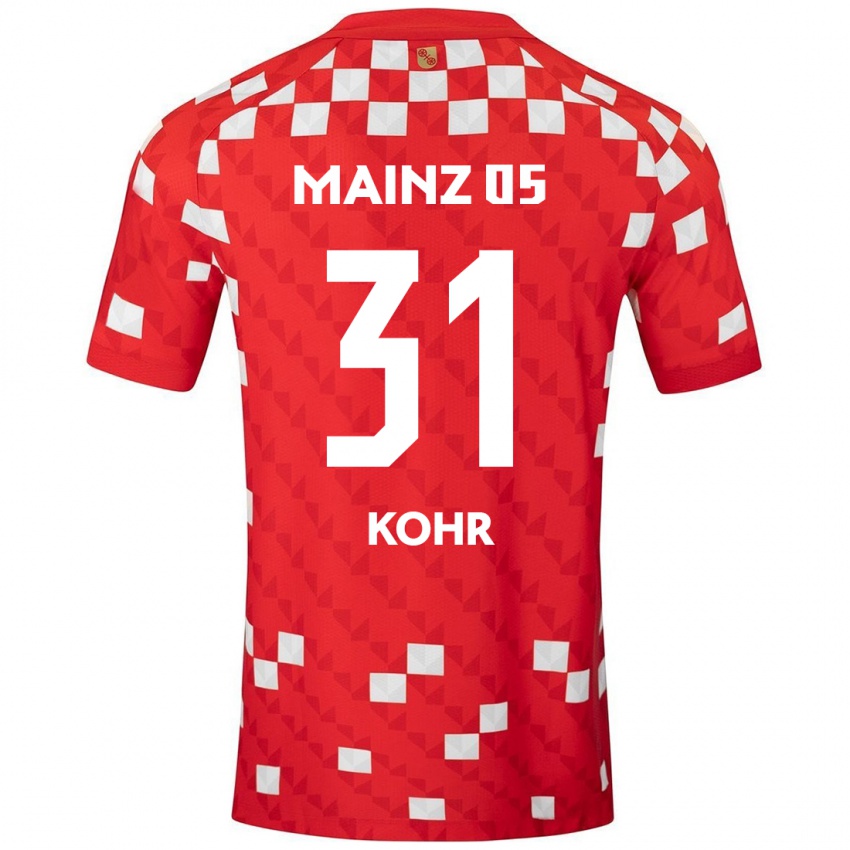 Hombre Camiseta Dominik Kohr #31 Blanco Rojo 1ª Equipación 2024/25 La Camisa Chile