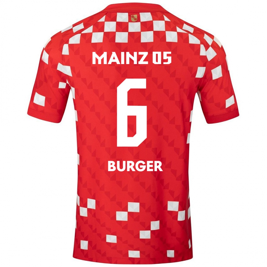 Hombre Camiseta Korbinian Burger #6 Blanco Rojo 1ª Equipación 2024/25 La Camisa Chile