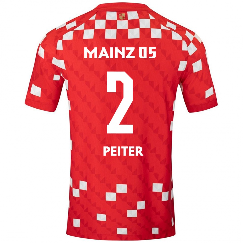 Hombre Camiseta Chiara Peiter #2 Blanco Rojo 1ª Equipación 2024/25 La Camisa Chile