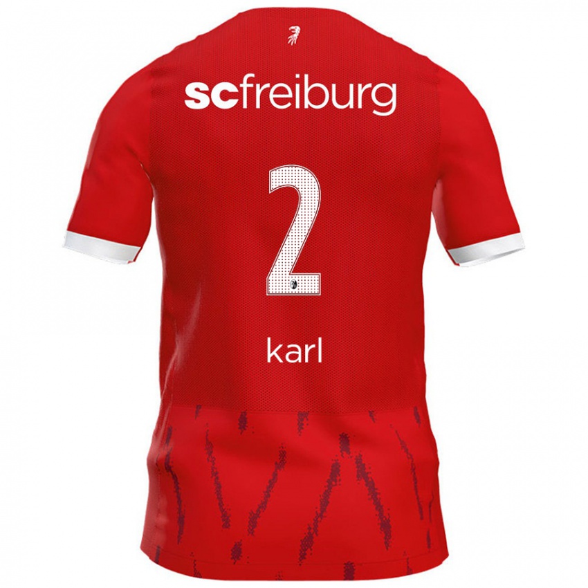 Hombre Camiseta Lisa Karl #2 Rojo 1ª Equipación 2024/25 La Camisa Chile