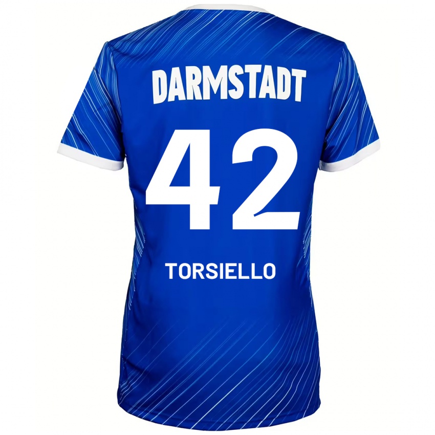 Hombre Camiseta Fabio Torsiello #42 Azul Blanco 1ª Equipación 2024/25 La Camisa Chile