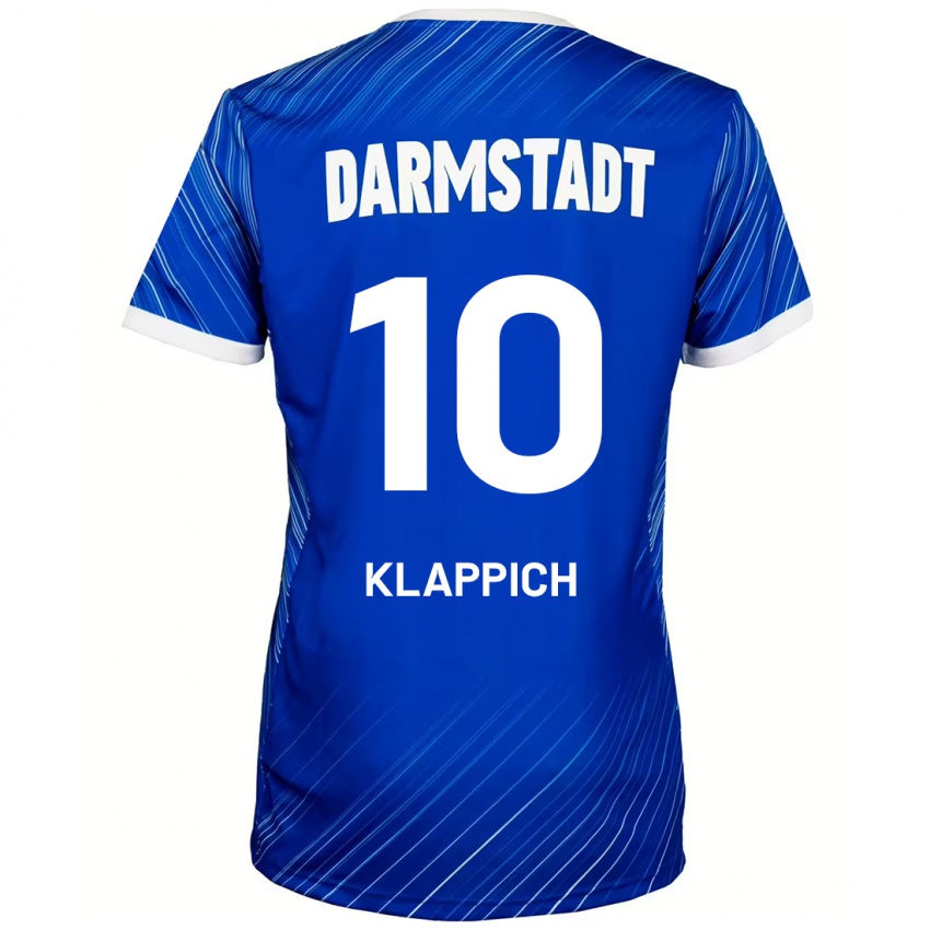 Hombre Camiseta Luis Klappich #10 Azul Blanco 1ª Equipación 2024/25 La Camisa Chile