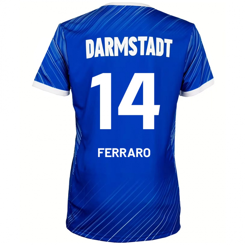 Hombre Camiseta Enzo Ferraro #14 Azul Blanco 1ª Equipación 2024/25 La Camisa Chile