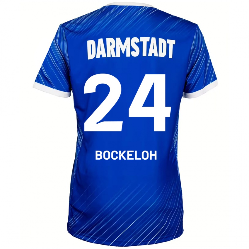 Hombre Camiseta Leonhard Bockeloh #24 Azul Blanco 1ª Equipación 2024/25 La Camisa Chile