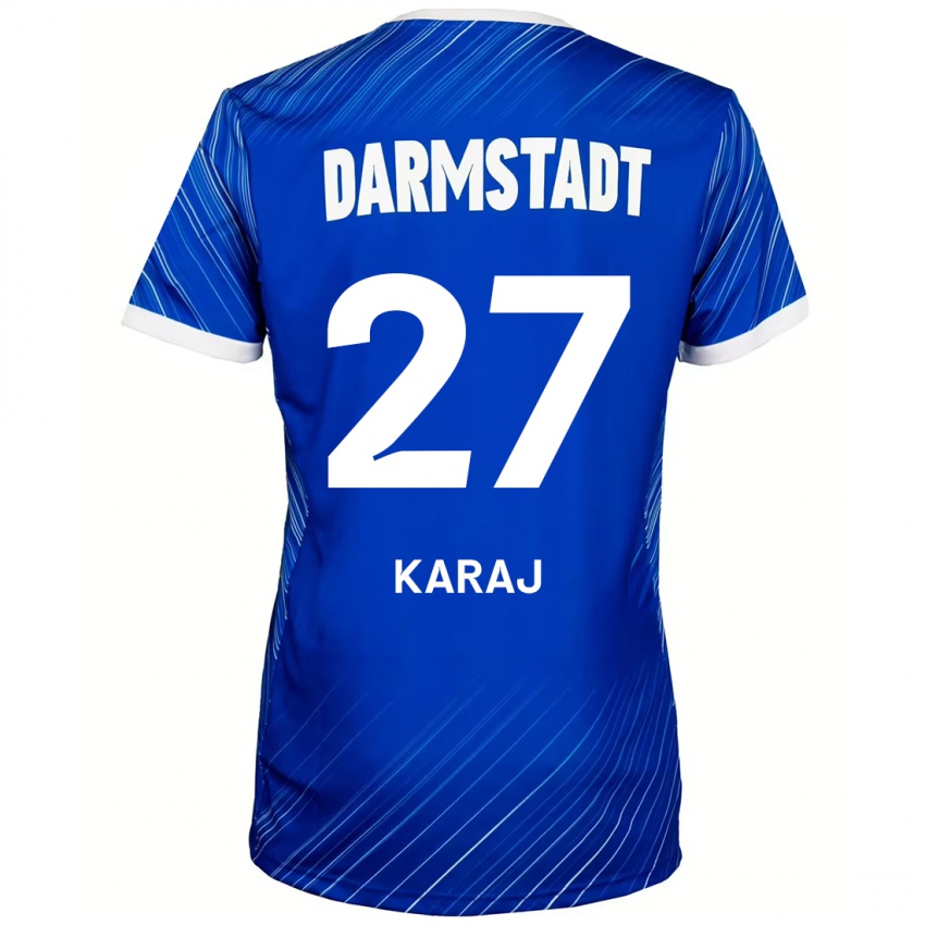 Hombre Camiseta Eraldo Karaj #27 Azul Blanco 1ª Equipación 2024/25 La Camisa Chile