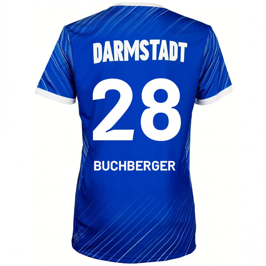 Hombre Camiseta Jonas Buchberger #28 Azul Blanco 1ª Equipación 2024/25 La Camisa Chile