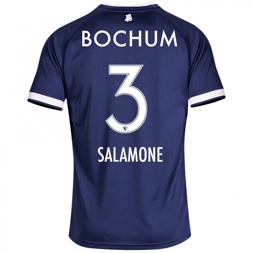 Hombre Camiseta Elia-Giona Salamone #3 Azul Oscuro 1ª Equipación 2024/25 La Camisa Chile