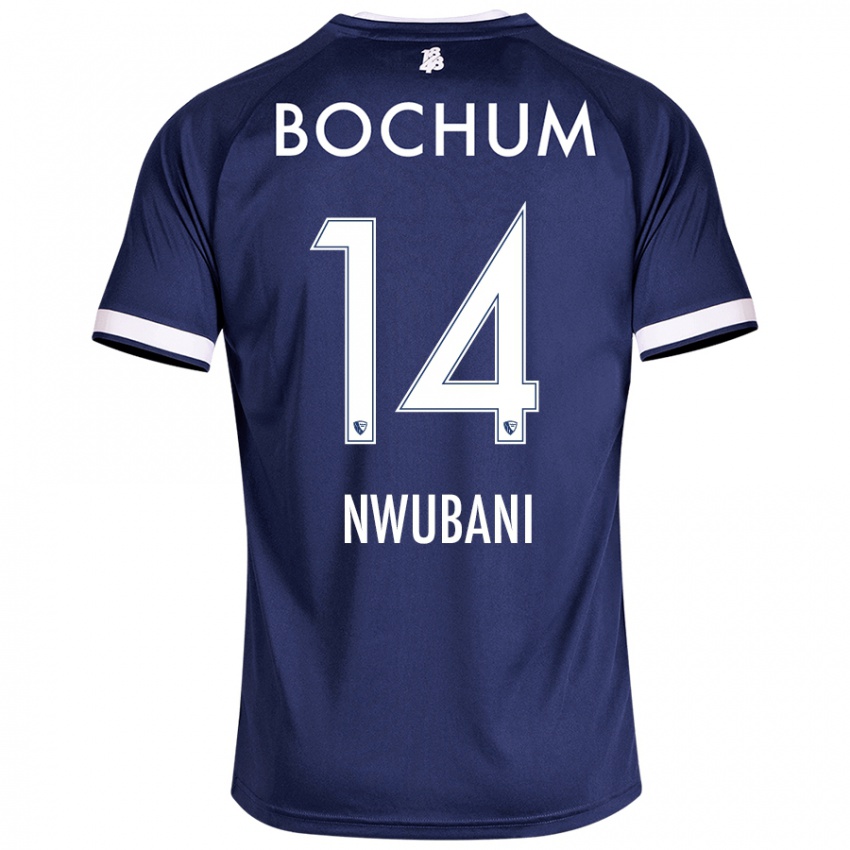 Hombre Camiseta Keleb Nwubani #14 Azul Oscuro 1ª Equipación 2024/25 La Camisa Chile