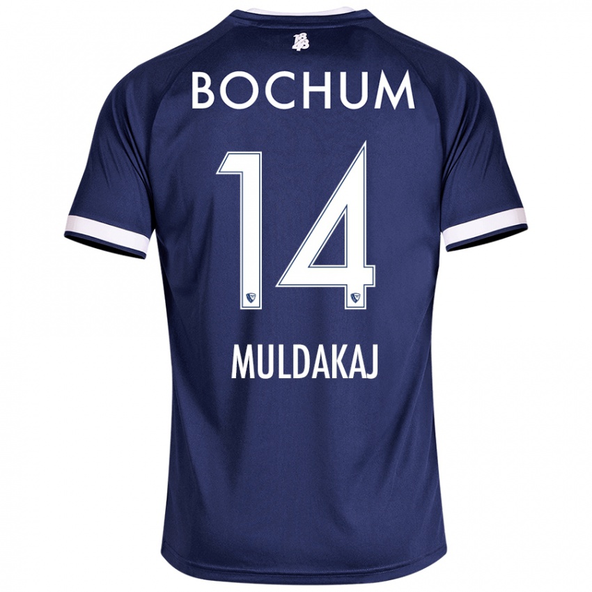 Hombre Camiseta Ardit Muldakaj #14 Azul Oscuro 1ª Equipación 2024/25 La Camisa Chile