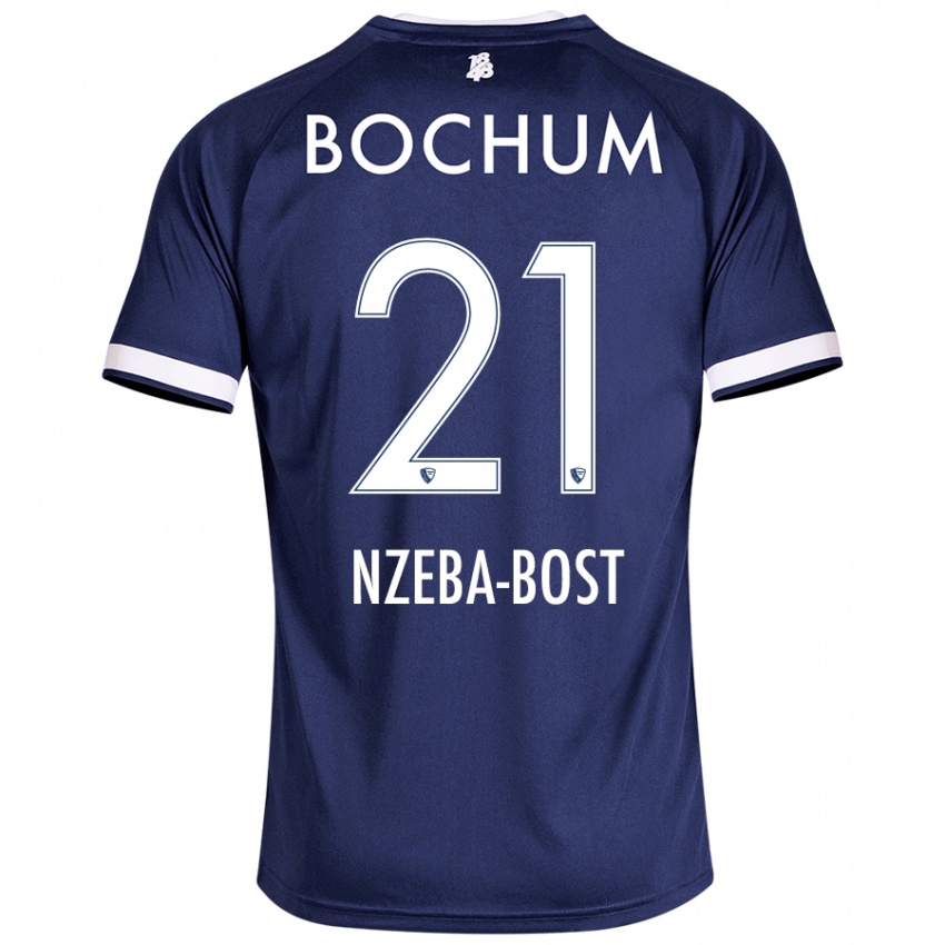 Hombre Camiseta Jan Nzeba-Bost #21 Azul Oscuro 1ª Equipación 2024/25 La Camisa Chile