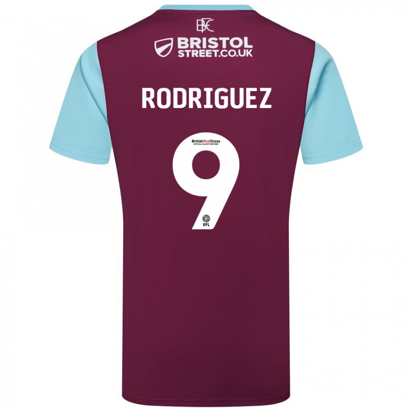 Hombre Camiseta Jay Rodríguez #9 Borgoña Azul Cielo 1ª Equipación 2024/25 La Camisa Chile