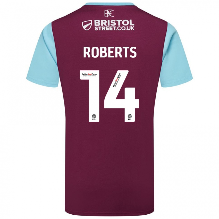 Hombre Camiseta Connor Roberts #14 Borgoña Azul Cielo 1ª Equipación 2024/25 La Camisa Chile