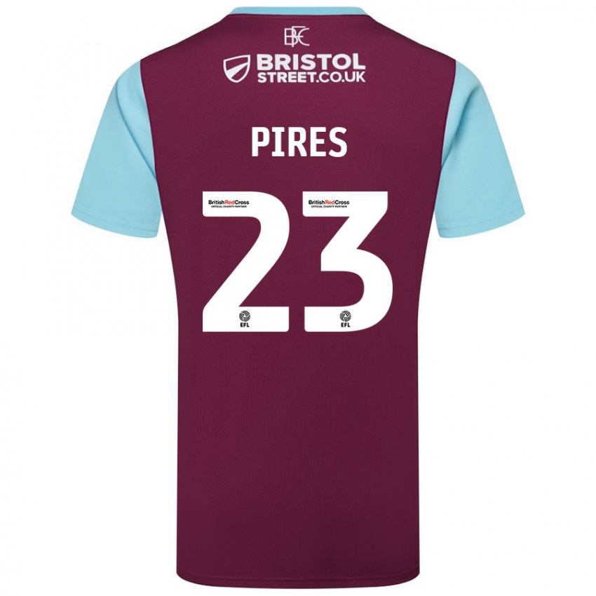 Hombre Camiseta Lucas Pires #23 Borgoña Azul Cielo 1ª Equipación 2024/25 La Camisa Chile